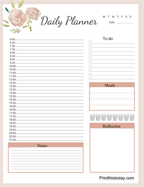 printable daily planner pages