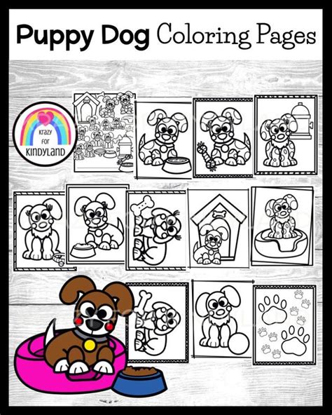 puppy dog coloring pages booklet pets collar doghouse treats paw