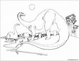 Coloring Brontosaurus Pages Dinosaur Apatosaurus Color Template Yuckles sketch template