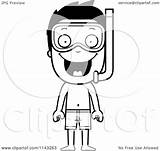 Snorkel Wearing Gear Boy Summer Happy Clipart Cartoon Cory Thoman Outlined Coloring Vector 2021 sketch template