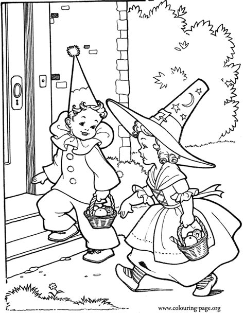 halloween kids   halloween party coloring page