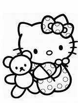 Coloring Kitty Hello Pages Baby Bear Teddy Colouring Kids Playing Clipartmag Drawings sketch template
