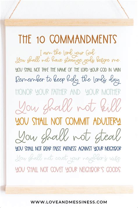 cute  colorful printable version    commandments