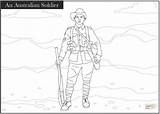 Soldier Ww1 Australian Colouring Anzac Soldiers Supercoloring sketch template