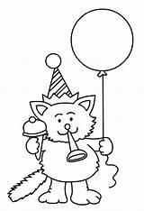 Birthday Coloring Cat Happy Pages Party Horn Hat Blowing Color Print Hats Parties Printable Getcolorings Size Balloon Colorluna sketch template