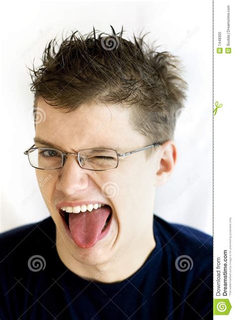 Guy In Glasses Stock Image Image Of Tongue Portrait
