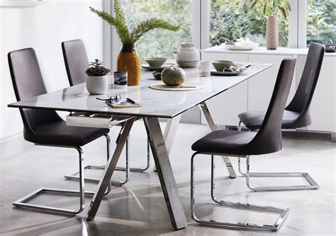 collection  modern glass top extension dining tables  stainless