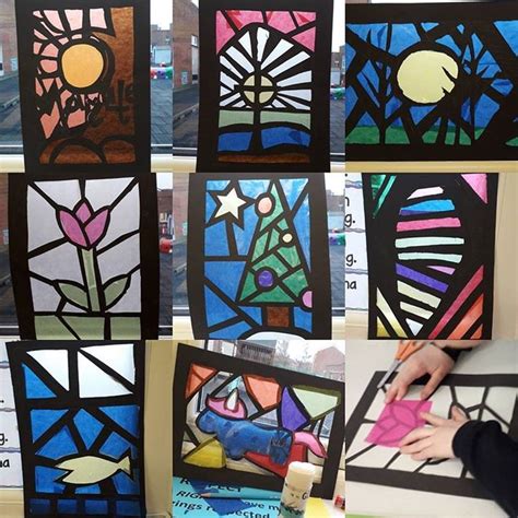Stained Glass Windows Made With Black Card And Glasene Could Also Use