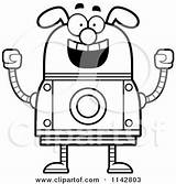 Robot Dog Excited Clipart Cartoon Coloring Thoman Cory Outlined Vector Zoomer Template sketch template