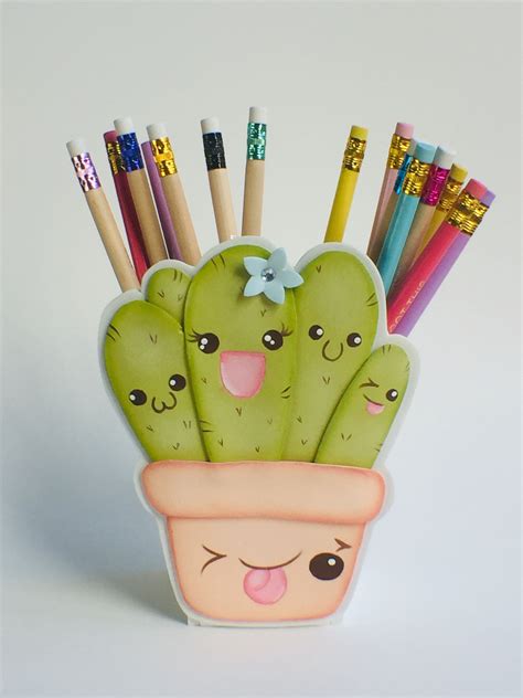 cactus kawaii pencil holder etsy cactus craft foam crafts cactus diy