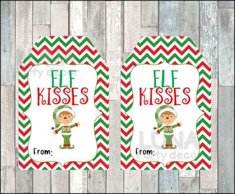 elf kisses gift tags printable elfs kisses christmas tags etsyde