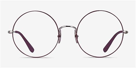 ray ban rb6392 round purple silver frame eyeglasses eyebuydirect