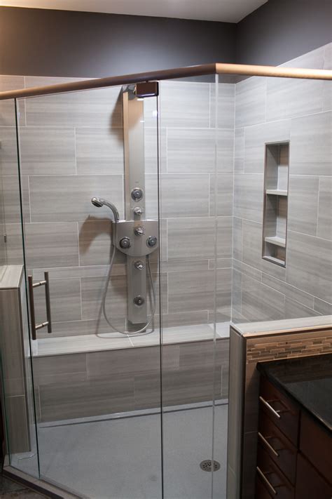 tile shower with glass shower doors pinnacle homes inc