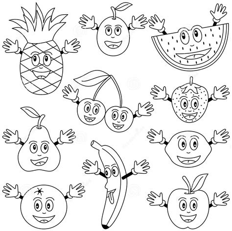 cartoon fruits coloring pages crafts  worksheets  preschooltoddler  kindergarten