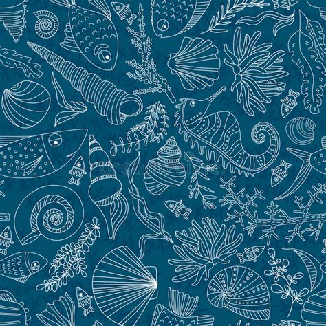 ocean pattern stock vector illustration  hand design