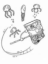Spongebob Esponja Squarepants Medusas Jellyfish Atrapando sketch template
