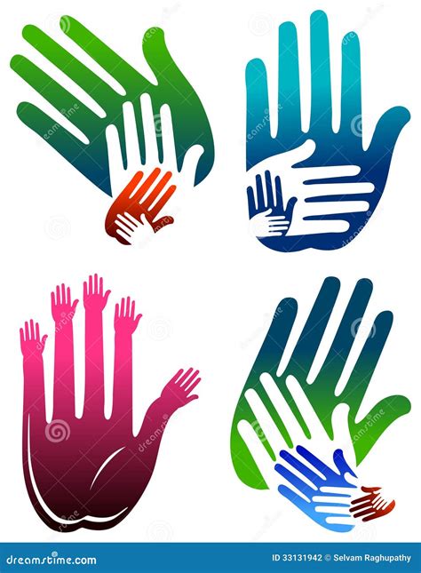 hands logo set stock vector illustration  community