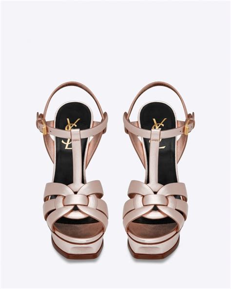 saint laurent tribute metallic leather platform sandal shoes post