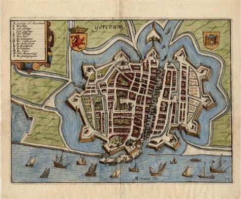 bolcom gorchum mooie historische plattegrond kaart van de stad gorinchem door