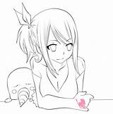 Lucy Heartfilia Lineart Outline Deviantart Anime Pages Colouring Coloring Line Fan Choose Board Drawings sketch template
