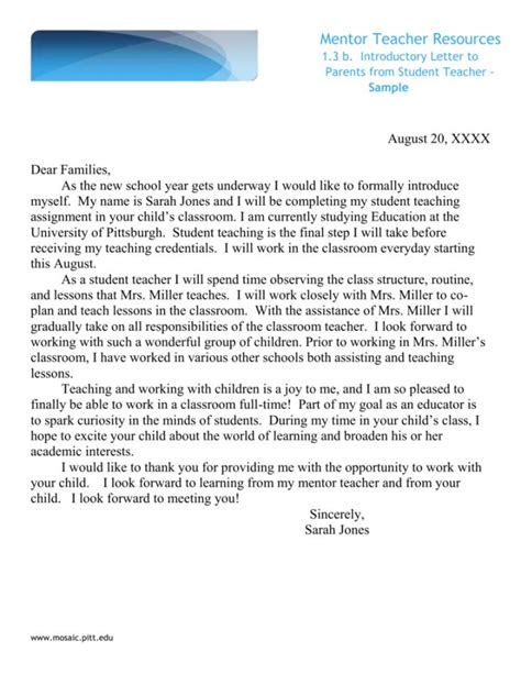 professional letter  parents  teacher template sample letter