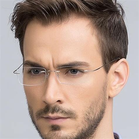 brand new luxury pure titanium flexible rimless eyeglass frames men
