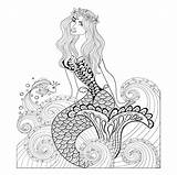 Sirene Fantastique Poisson Couronne Adulte Vagues Tete Vague Concernant Meerjungfrau Sereia Imprimé sketch template