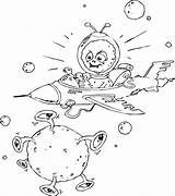 Alien Space Ship Flying Coloring Pages Color Printable Back sketch template