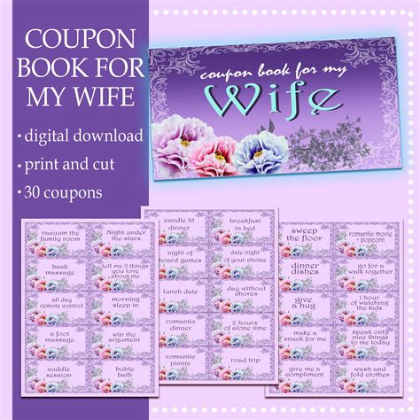 Coupon Book For Wife Printable Coupon Book Instant Download Love