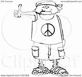 Cartoon Peace Shorts Wearing Shirt Sandals Clipart Bandana Hitchhiker Male Illustration Royalty Human Outline Lineart Vector Djart Drawing Cox Dennis sketch template