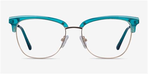 Gala Browline Aqua And Gold Glasses For Women Eyebuydirect