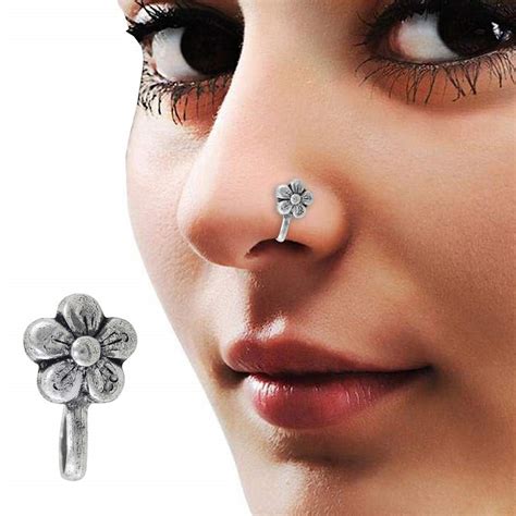 buy flower style oxidised nose pin for women pcm onine