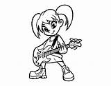 Girl Guitar Coloring Electric Coloringcrew sketch template