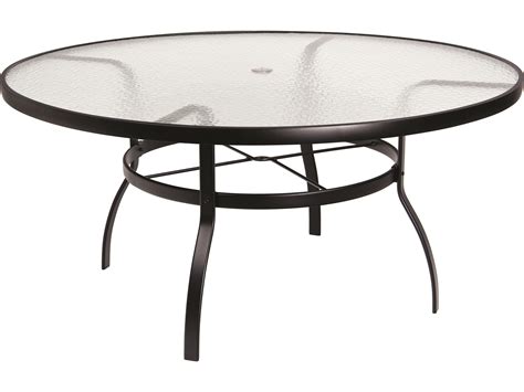 Woodard Aluminum Deluxe 60 Wide Round Obscure Glass Top Table With