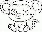 Monkey Outline Coloring Clip Popular sketch template