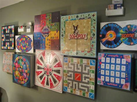 organized playroom board game wall gaming wall art family room