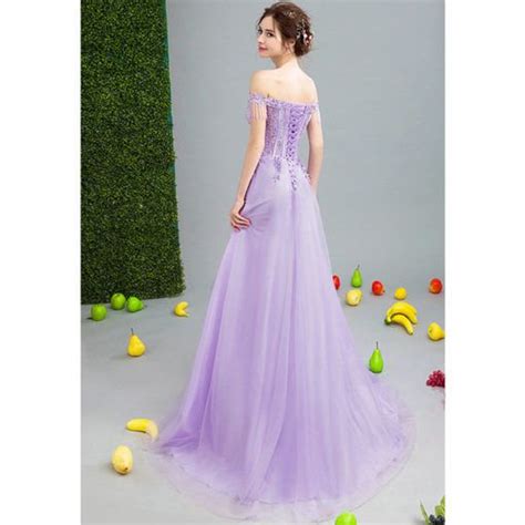 Prom Dress Purple With Train Cheap Prom Dress Evening Dress And Wedding