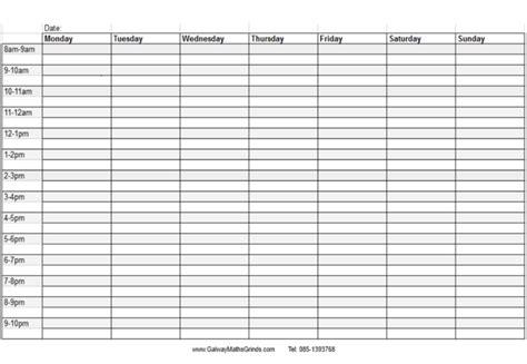 blank revision timetable template  layout templates
