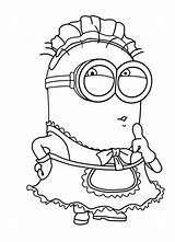 Minion Maid Costume Coloring Pages Printable Minions Categories sketch template