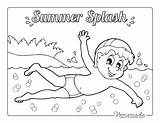 Coloring Pages Summer Easy Swimming Boy Kids Adults sketch template