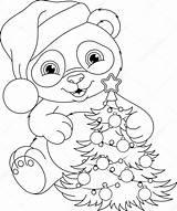Panda Coloring Christmas Pages Cute Printable Bear Vector Color Xmas Print Drawing Sheets sketch template