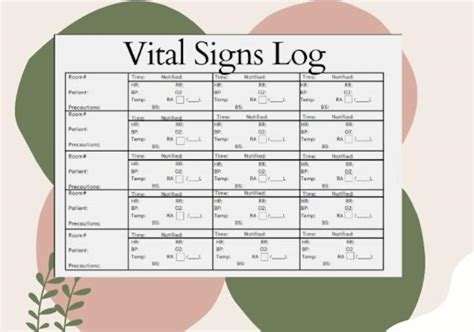 vital signs log vital signs chart vital signs patient vital sign
