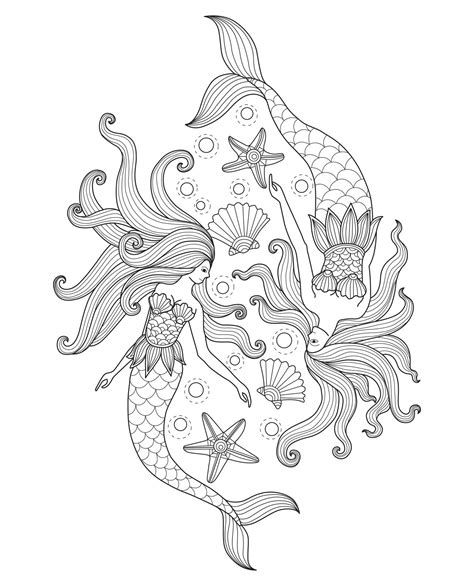 printable coloring mermaid