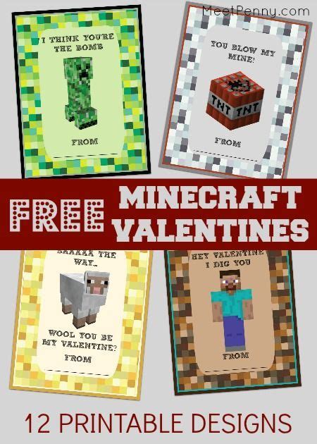 printable minecraft valentines day cards  kids