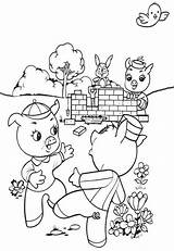 Coloring Pages Pigs Little Three Pig House Cerditos Tres Colorear Print Los Cochons sketch template