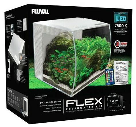 fluval flex aquarium kit 15 gallon white 57 liter hagen 15008 for