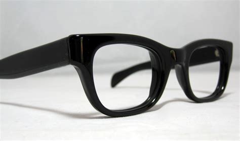 vintage eyeglasses mens solid black horn rim frames black rimmed
