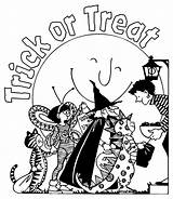 Coloring Trick Treat Halloween Pages Popular sketch template