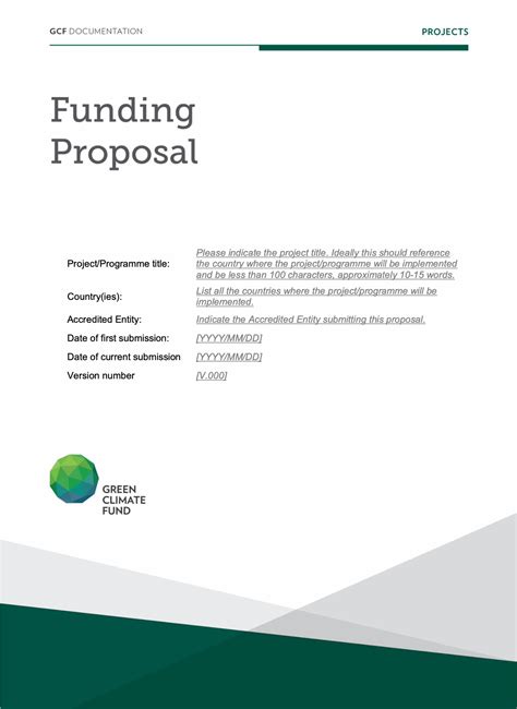 funding proposal template green climate fund sample cover letter