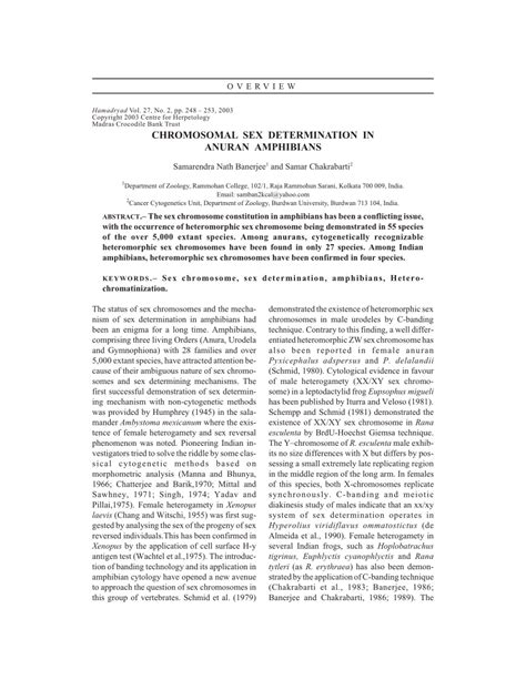 pdf chromosomal sex determination in anuran amphibians